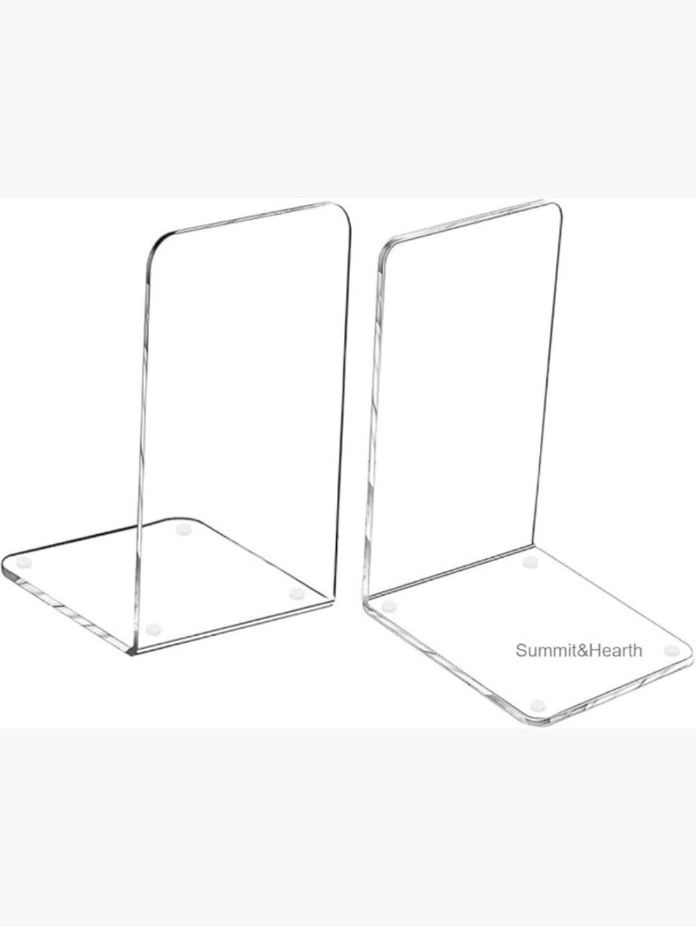 Acrylic Bookends for Heavy Books, Clear Non-Skid Book Dividers, 7.08"x4.72"